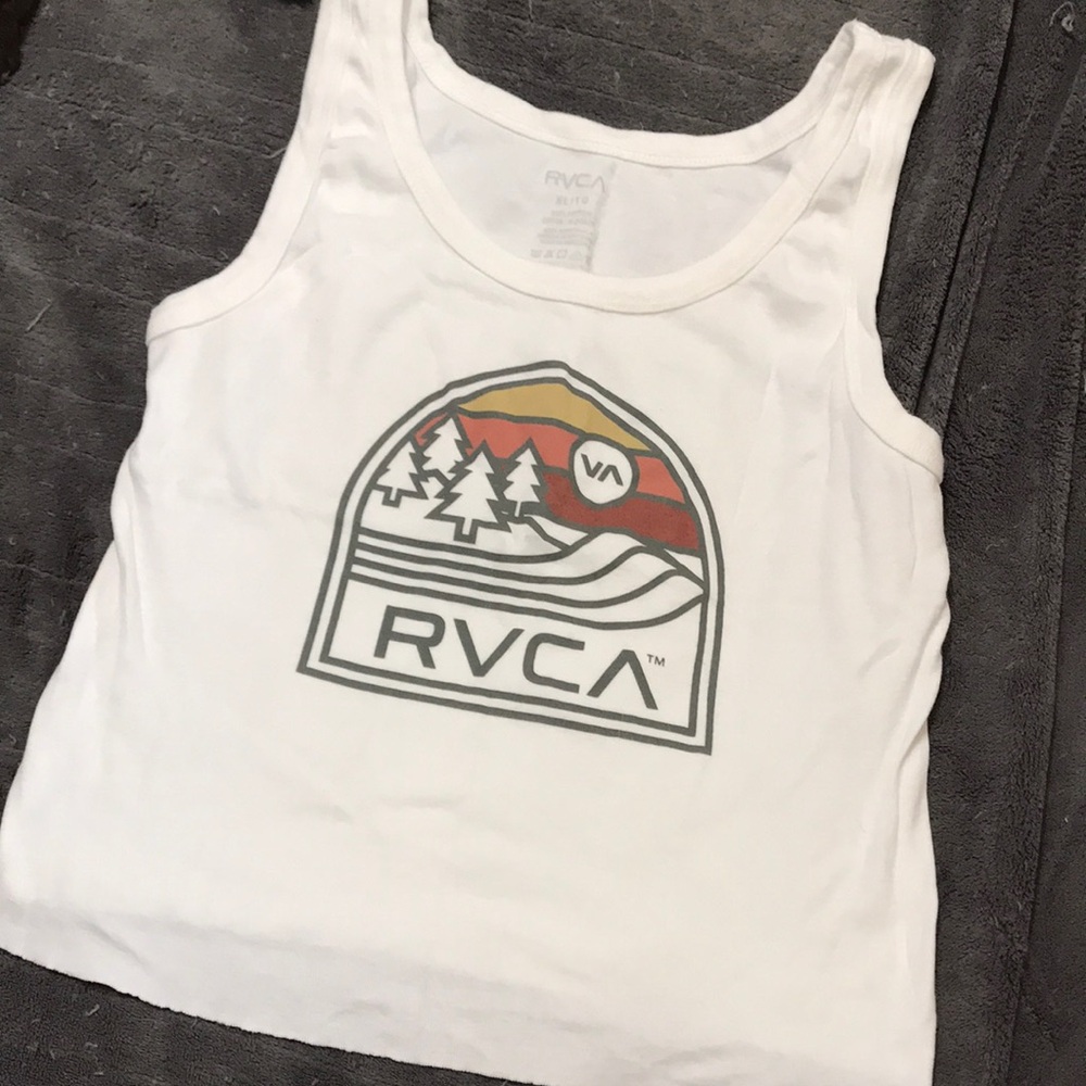 RVCA White Tank Top with Multicolor Graphic
